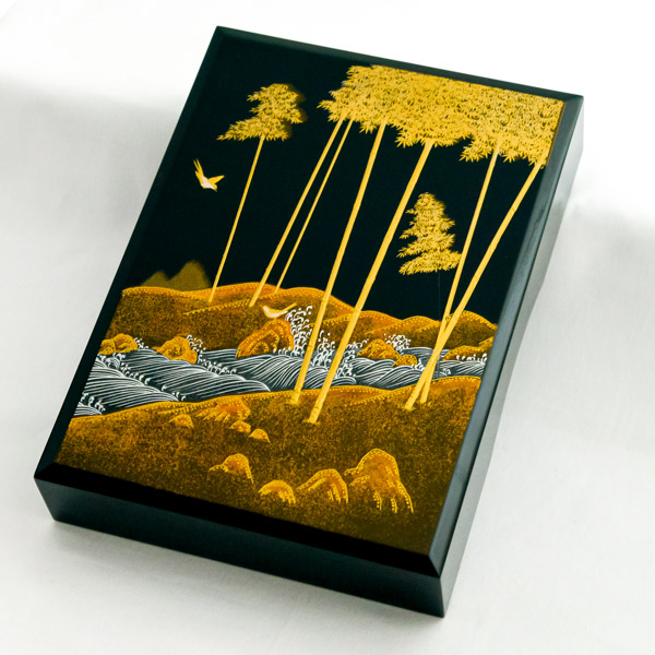 【送料無料】文庫 加伏蓋 山水≪在庫確認後、1~3営業日で出荷≫ ( アクセサリー入れ 収納ボックス ケース BOX 宝物 山中漆器 )