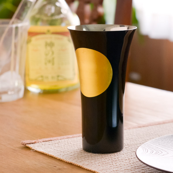 【送料無料】サスビアカップ 日月 黒 L≪在庫確認後、1~3営業日で出荷≫ ( タンブラー ビアグラス ビアカップ プレゼント 人気 山中漆器 )