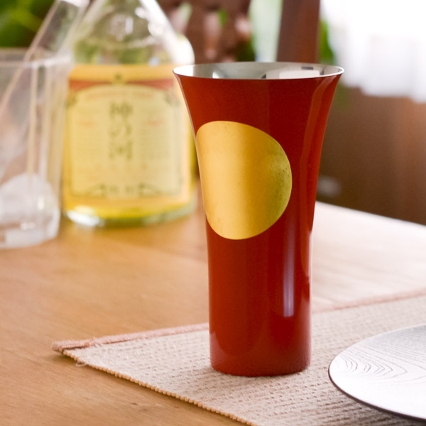 【送料無料】サスビアカップ 日月 朱 L≪在庫確認後、1~3営業日で出荷≫ ( タンブラー ビアグラス ビアカップ プレゼント 人気 山中漆器 )