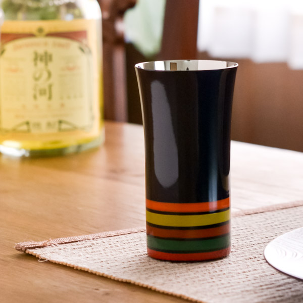 【送料無料】ステンレスビアカップ 独楽 黒 S≪在庫確認後、1~3営業日で出荷≫ ( タンブラー ビアグラス ビアカップ プレゼント 人気 山中漆器 )