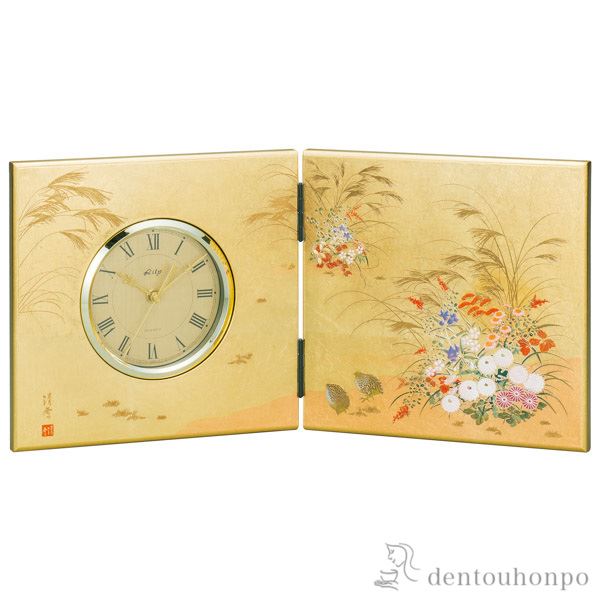 【送料無料】屏風時計（大） みやび≪在庫確認後、1~3営業日で出荷≫ ( 名入れ有料 置時計 置き時計 アクセサリー パソコンデスク 人気 山中漆器 )