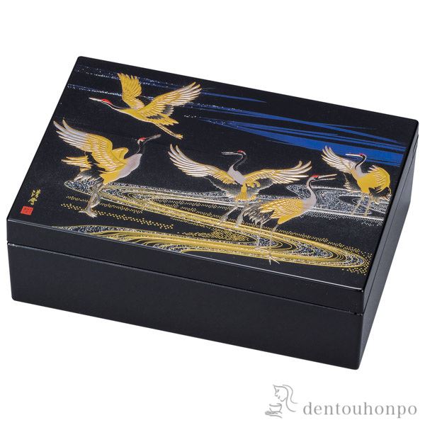 アクセサリーBOX 雅鶴≪在庫確認後、1~3営業日で出荷≫ ( 名入れ有料 アクセサリー入れ 収納ボックス ケース BOX 宝物 山中漆器 )