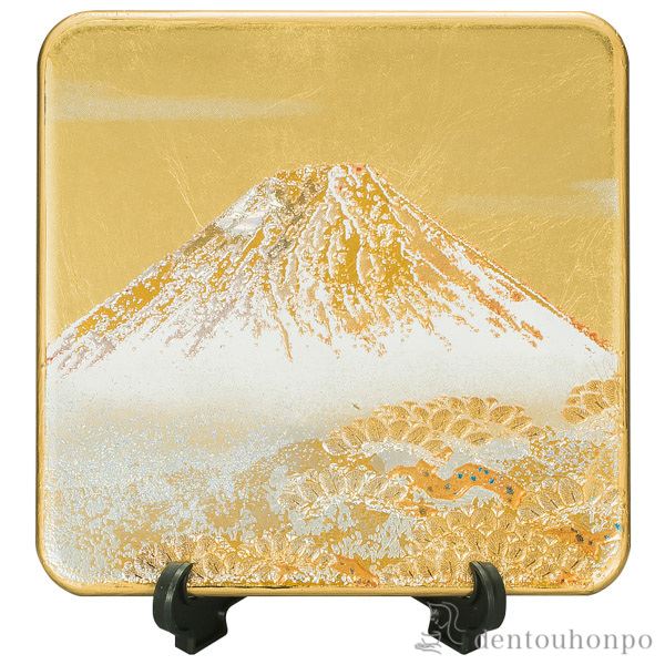 パネルマット（コースター兼用） 白富士 スタンド付≪5月中旬 入荷予定≫ ( 初任給 プレゼント 父の日 デザイン フリーカップ ビールグラス 湯のみ 人気 山中漆器 )