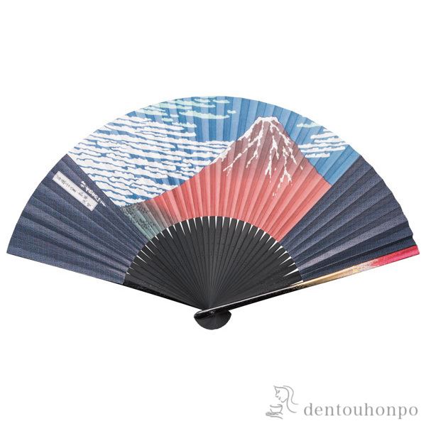 【送料無料】漆芸扇子 赤富士≪在庫確認後、1~3営業日で出荷≫ ( 初任給 プレゼント 父の日 おしゃれ ブランド せんす 和柄 うちわ 山中漆器 )