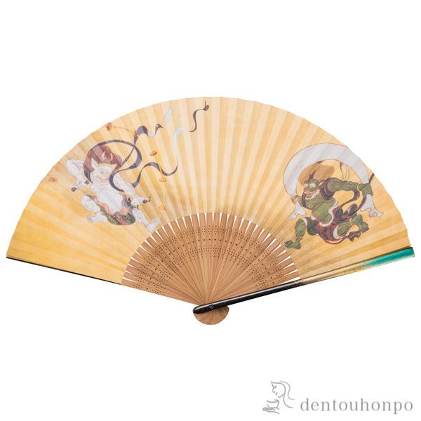 【送料無料】漆芸扇子 風神雷神≪在庫確認後、1~3営業日で出荷≫ ( 父の日 プレゼント 初任給 おしゃれ ブランド せんす 和柄 うちわ 山中漆器 )
