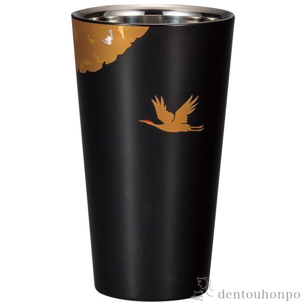 【送料無料】漆磨カップ 2重ストレート かがやき 黒≪在庫確認後、1~3営業日で出荷≫ ( 漆磨 ビールグラス ビアグラス 保温 保冷 人気 山中漆器 )