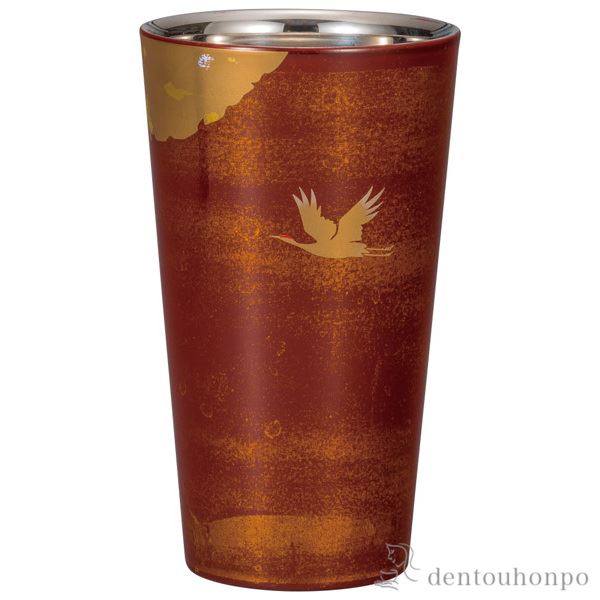 【送料無料】漆磨カップ 2重ストレート かがやき 白檀 赤≪在庫確認後、1~3営業日で出荷≫ ( 漆磨 ビールグラス ビアグラス 保温 保冷 人気 山中漆器 )