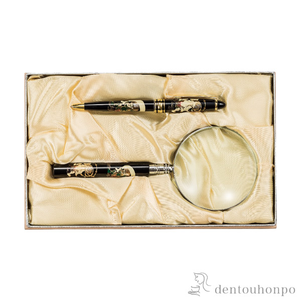 ルーペ&ボールペン 風神雷神 2種セット≪在庫確認後、1~3営業日で出荷≫ ( 名入れ有料 マウスパッド USBカード ボールペン お土産 おすすめ 山中漆器 )