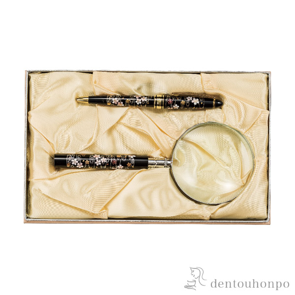 ルーペ&ボールペン 桜川 2種セット≪在庫確認後、1~3営業日で出荷≫ ( 名入れ有料 マウスパッド USBカード ボールペン お土産 おすすめ 山中漆器 )
