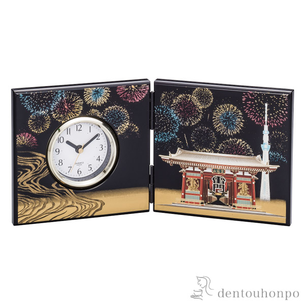 時計 浅草雷門 小≪在庫確認後、1~3営業日で出荷≫ ( 名入れ有料 置時計 置き時計 アクセサリー パソコンデスク 人気 山中漆器 )