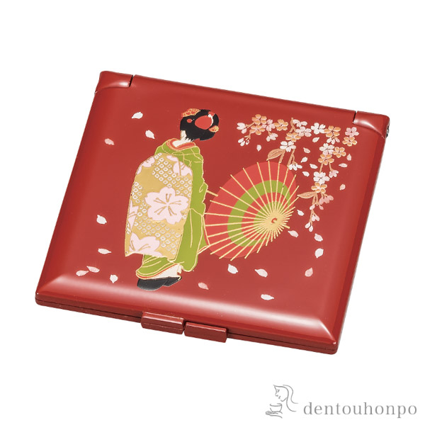 【送料無料】コンパクト 京桜≪在庫確認後、1~3営業日で出荷※5／8以降≫ ( 名入れ有料 初任給 プレゼント 母の日 ハンドミラー コンパクト お土産 記念品 アンティーク 山中漆器 )