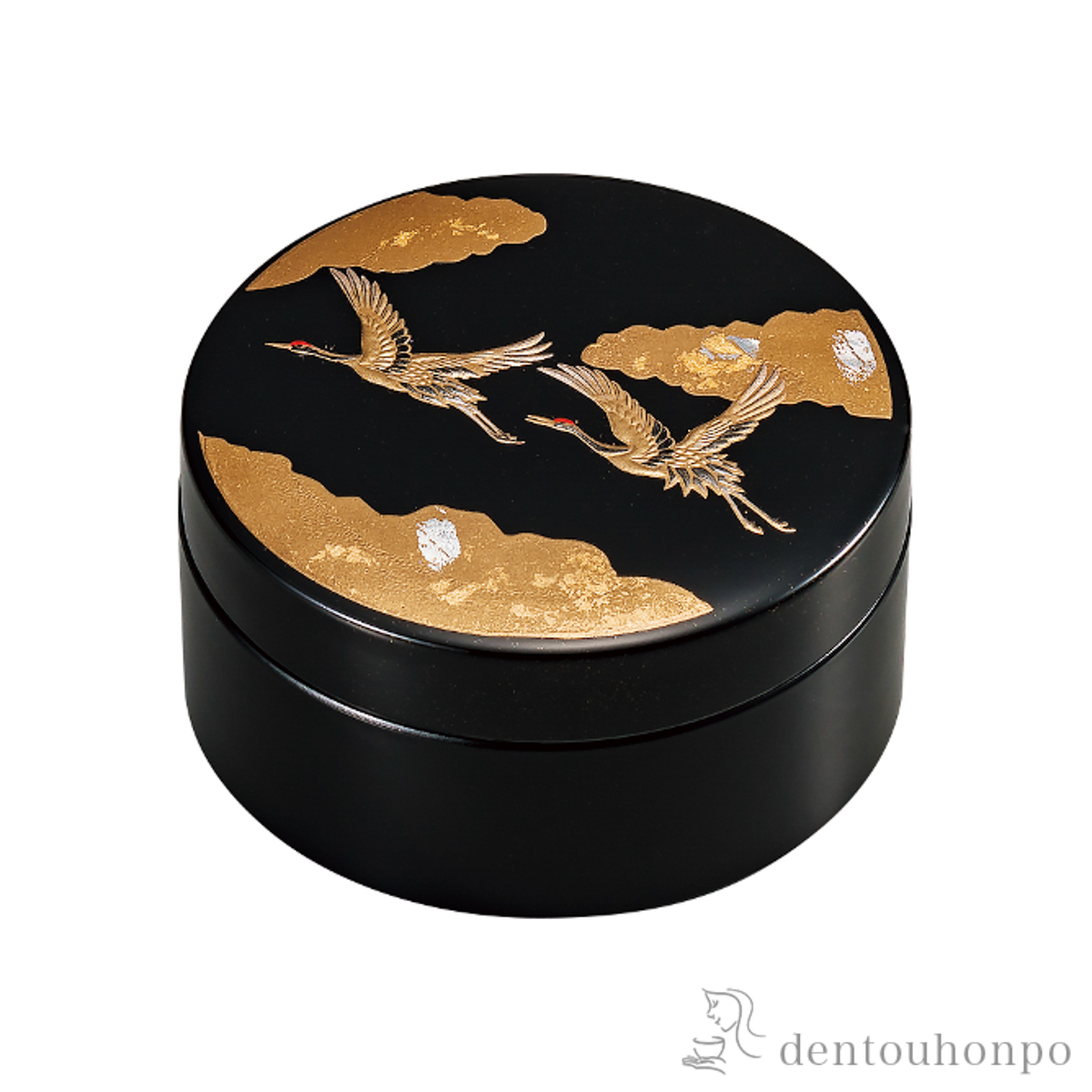 アクセサリーケース 吉祥鶴　黒 3号≪在庫確認後、1~3営業日で出荷≫ ( 名入れ有料 アクセサリー入れ 収納ボックス ケース BOX 宝物 山中漆器 )