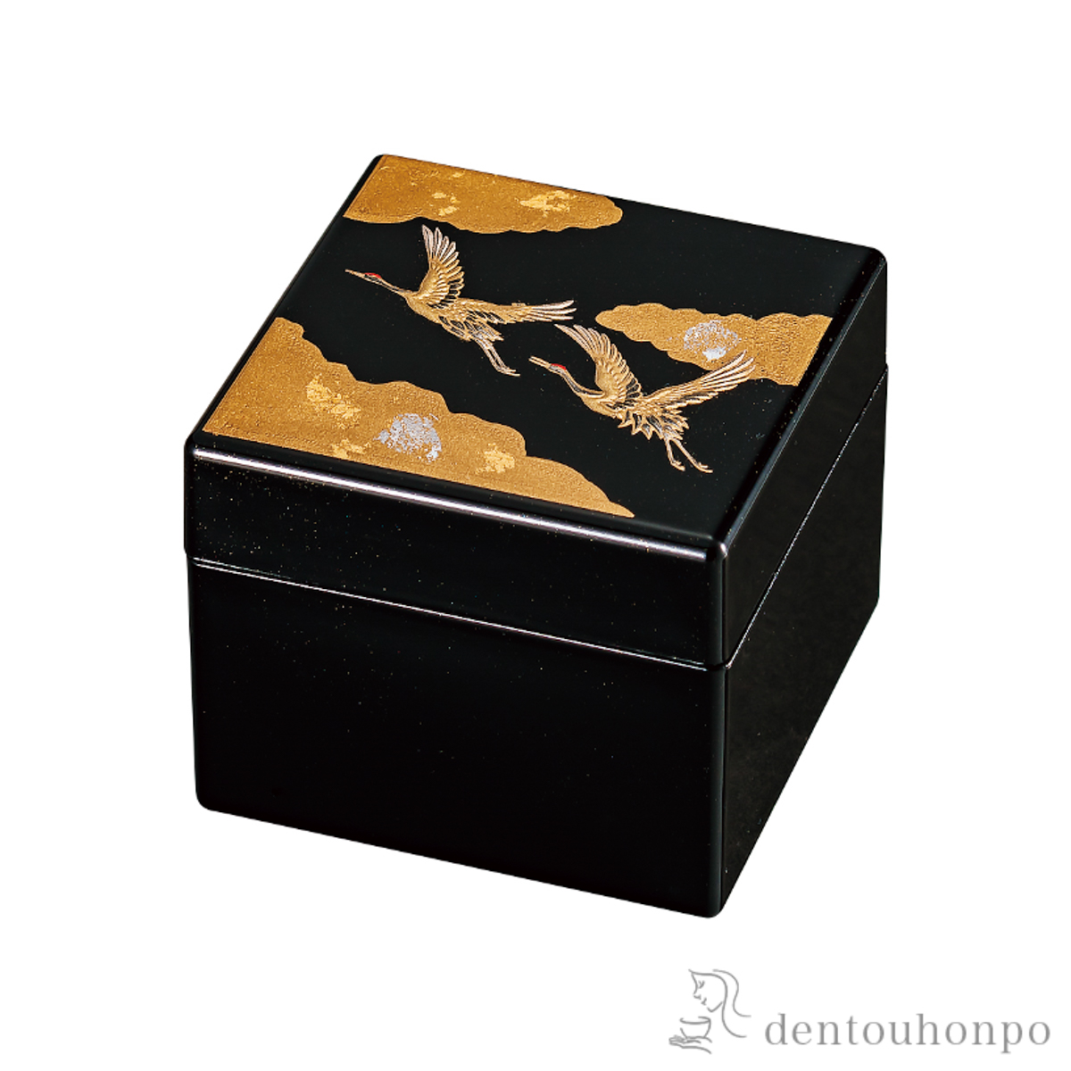 姫小箱 吉祥鶴　黒≪在庫確認後、1~3営業日で出荷≫ ( 名入れ有料 アクセサリー入れ 収納ボックス ケース BOX 宝物 山中漆器 )