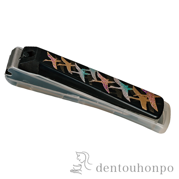 蒔絵爪切り 千羽鶴 L≪在庫確認後、1~3営業日で出荷≫ ( 名入れ有料 つめきり 爪とぎ 匠の技 貝印 日本製 山中漆器 )