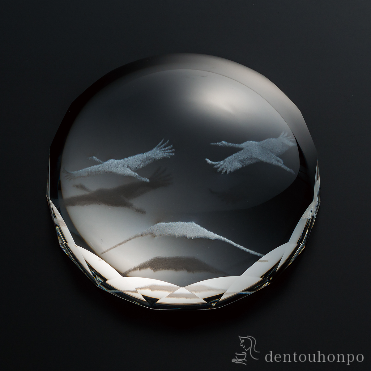 クリスタルペーパーウエイト 富士に鶴≪在庫確認後、1~3営業日で出荷≫ ( 書道 高級 人気 お土産 おすすめ 山中漆器 )