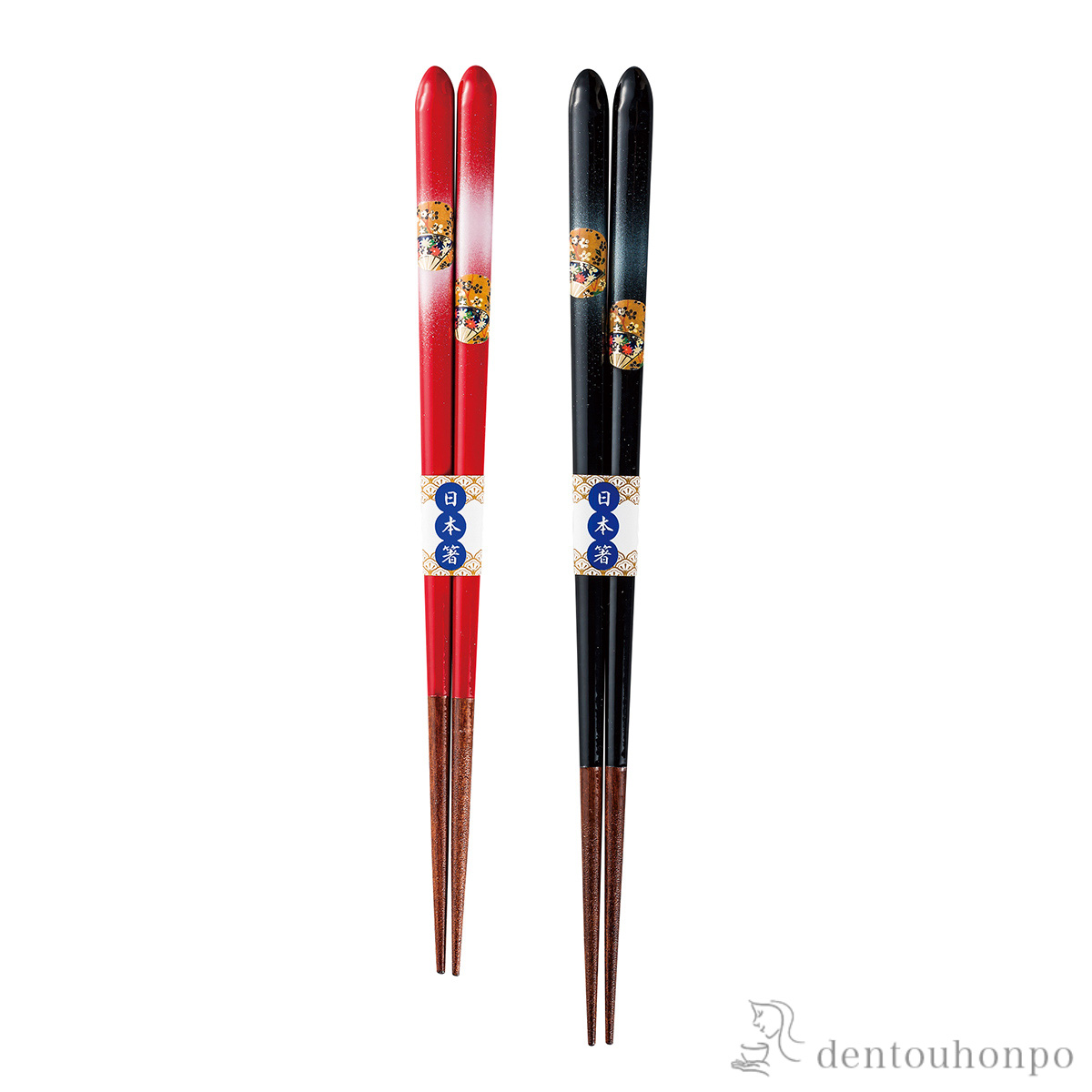 【送料無料】木製　夫婦箸  金扇 ≪在庫確認後、1~3営業日で出荷≫ ( お箸 セット プレゼント 高級箸 塗り箸 山中漆器 )