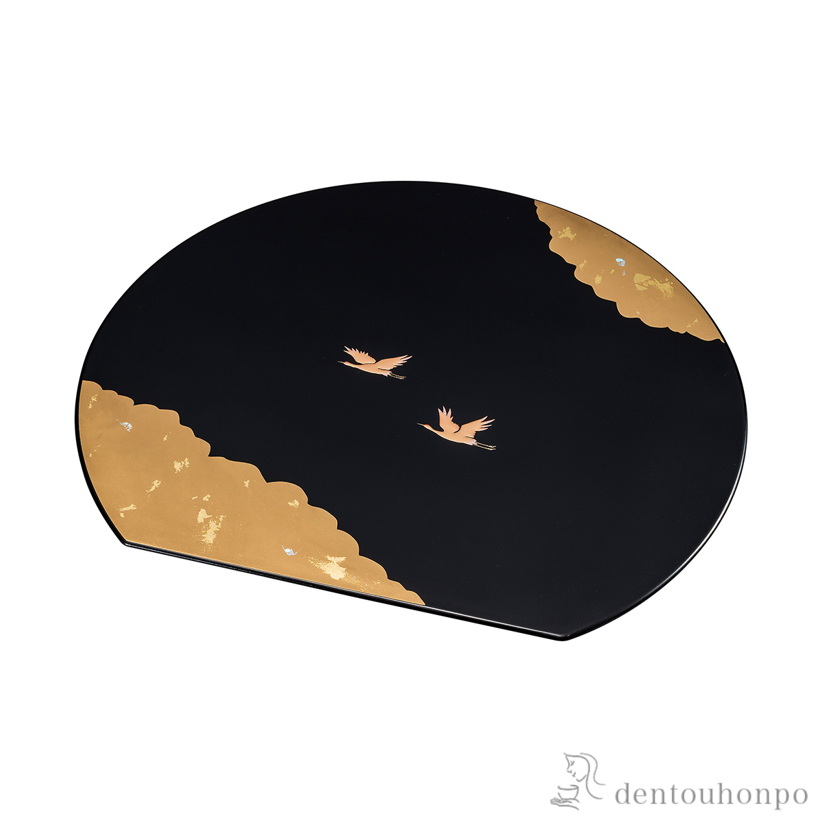 半月プレースマット 光輝  黒 S≪在庫確認後、1~3営業日で出荷≫ ( 初任給 プレゼント 母の日 トレー お盆 お寿司 おしゃれ 盃 山中漆器 )