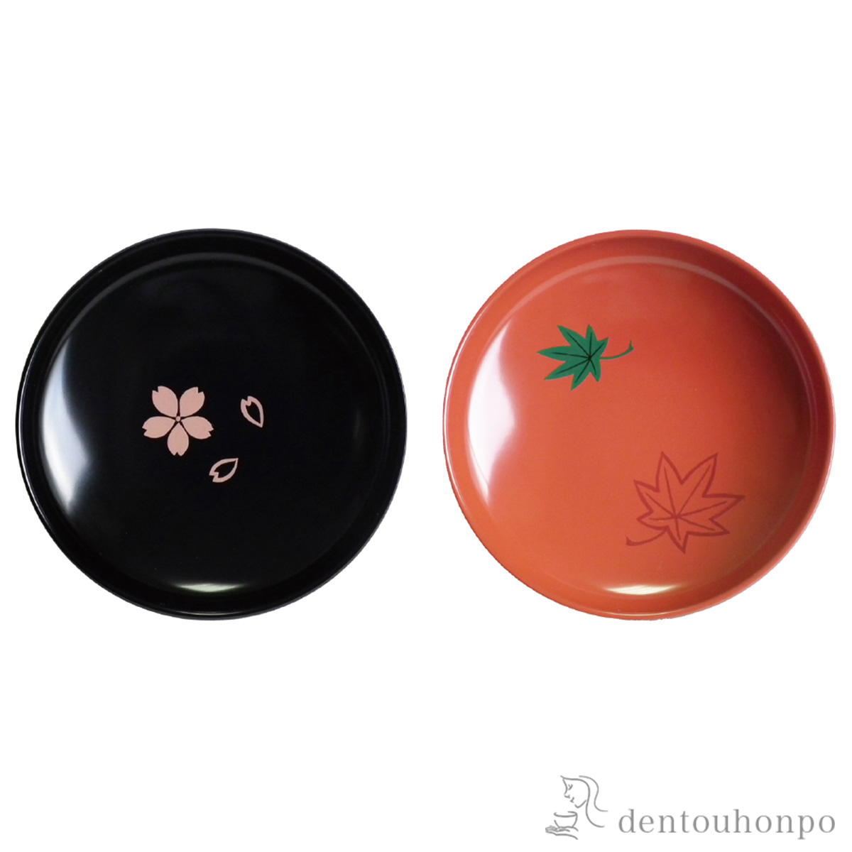 木製まめ皿 春秋 2枚セット≪在庫確認後、7営業日程で出荷≫ ( プレート 醤油皿 豆皿 和食 洋食 山中漆器 )