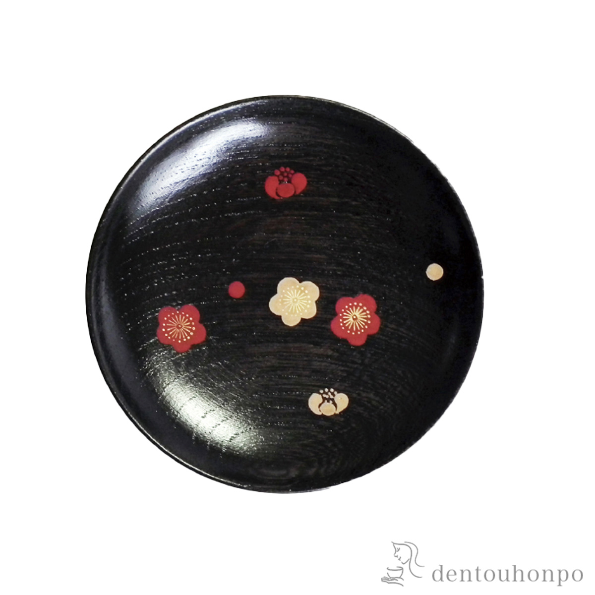 【送料無料】木製まめ皿 神代色 梅≪在庫確認後、10~14営業日程で出荷≫ ( プレート 醤油皿 豆皿 和食 洋食 山中漆器 )