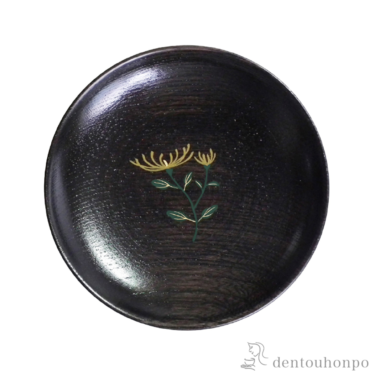 【送料無料】木製まめ皿 神代色 菊≪在庫確認後、10~14営業日程で出荷≫ ( プレート 醤油皿 豆皿 和食 洋食 山中漆器 )