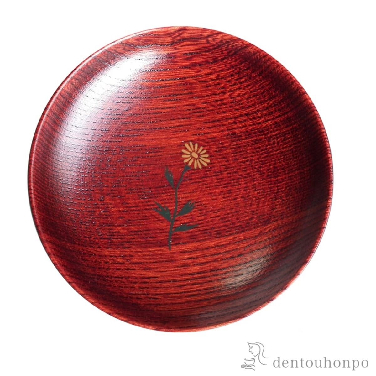 木製こまめ皿 茜色 小菊≪在庫確認後、7営業日程で出荷≫ ( プレート 醤油皿 豆皿 和食 洋食 山中漆器 )