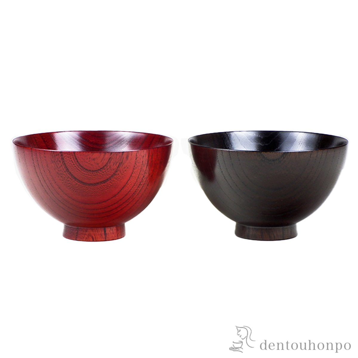【送料無料】木製大椀 つぼみ 茜色 神代色 ２個セット≪在庫確認後、7営業日程で出荷≫ ( 雑煮椀 お椀 お吸い物 味噌汁 おすすめ 山中漆器 )