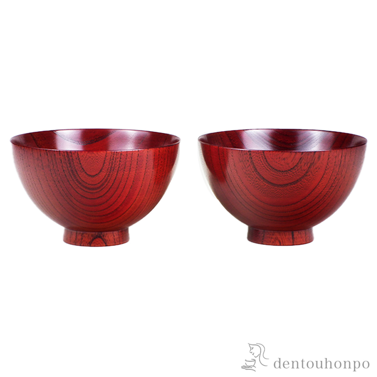 【送料無料】木製大椀 つぼみ 茜色 ２個セット≪在庫確認後、7営業日程で出荷≫ ( 雑煮椀 お椀 お吸い物 味噌汁 おすすめ 山中漆器 )