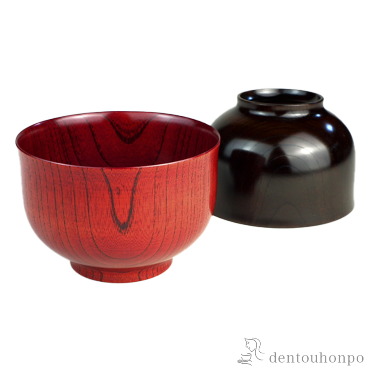 【送料無料】木製汁椀 茜色 神代色 ２個セット≪在庫確認後、7営業日程で出荷≫ ( 雑煮椀 お椀 お吸い物 味噌汁 おすすめ 山中漆器 )
