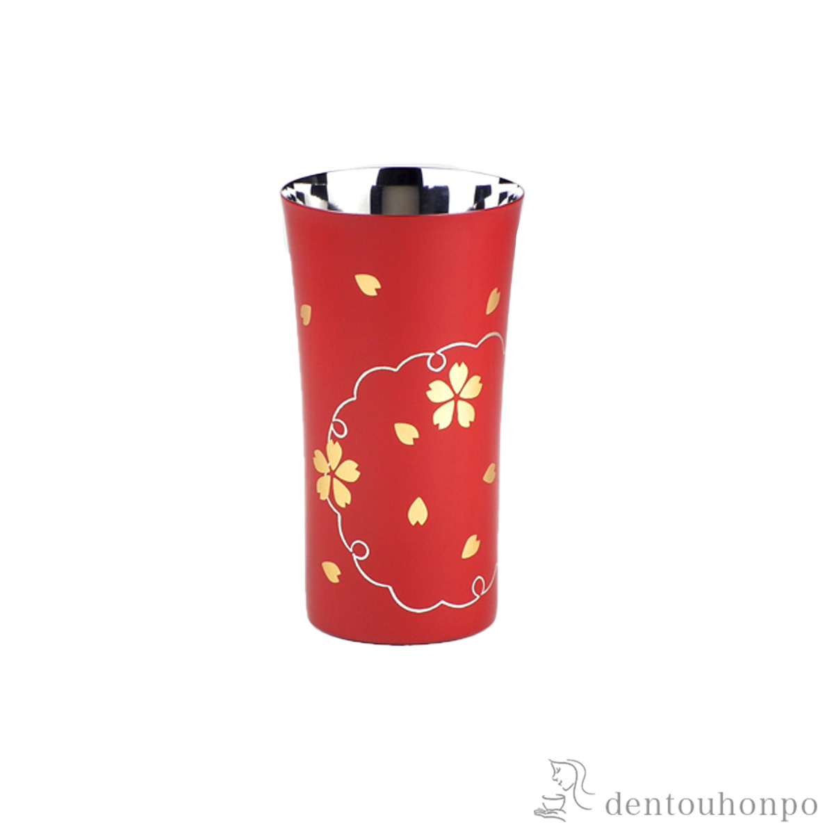 【送料無料】ステンレスビアカップ 雪花 朱塗 Sサイズ≪在庫確認後、7営業日程で出荷≫ ( タンブラー ビアグラス ビアカップ プレゼント 人気 山中漆器 )