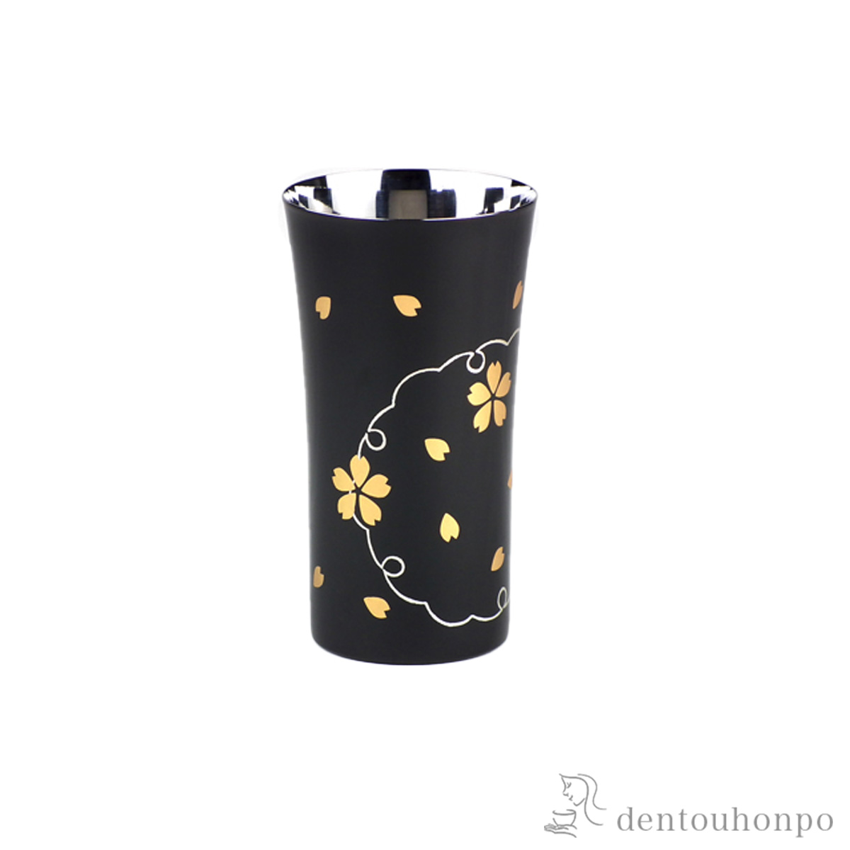 【送料無料】ステンレスビアカップ 雪花 黒塗 Sサイズ≪在庫確認後、7営業日程で出荷≫ ( タンブラー ビアグラス ビアカップ プレゼント 人気 山中漆器 )