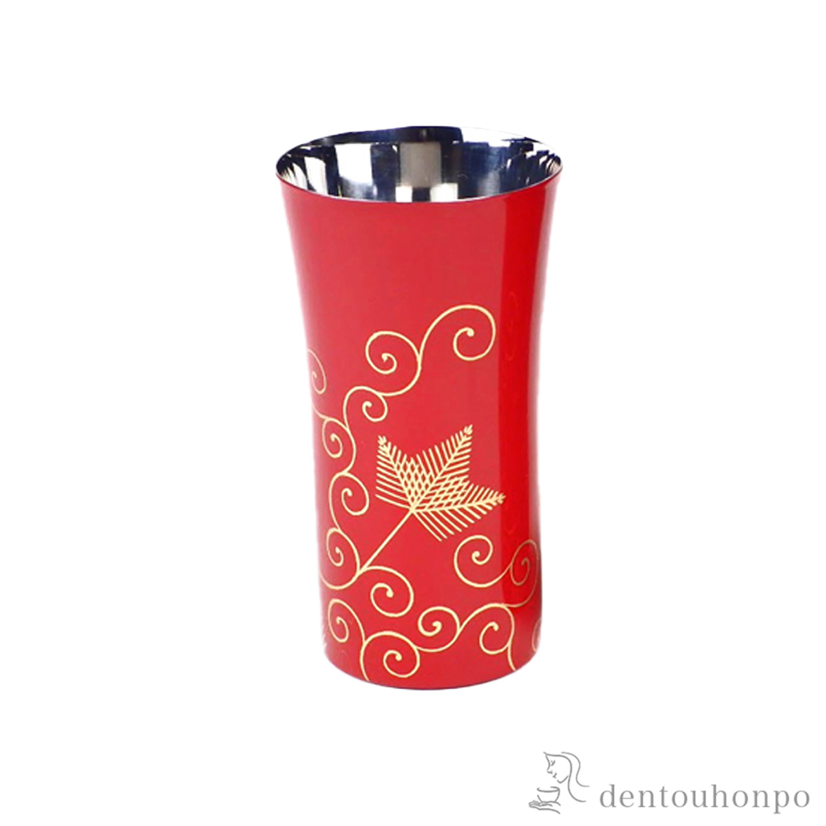 【送料無料】ステンレスビアカップ 松唐草 朱塗 Sサイズ≪在庫確認後、7営業日程で出荷≫ ( タンブラー ビアグラス ビアカップ プレゼント 人気 山中漆器 )
