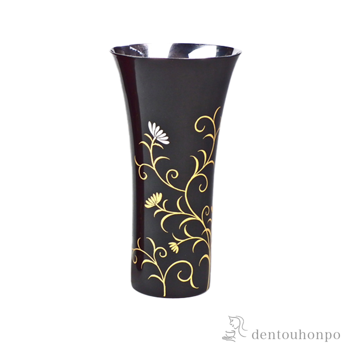 【送料無料】ステンレスビアカップ 華唐草 黒塗 Lサイズ≪在庫確認後、7営業日程で出荷≫ ( タンブラー ビアグラス ビアカップ プレゼント 人気 山中漆器 )