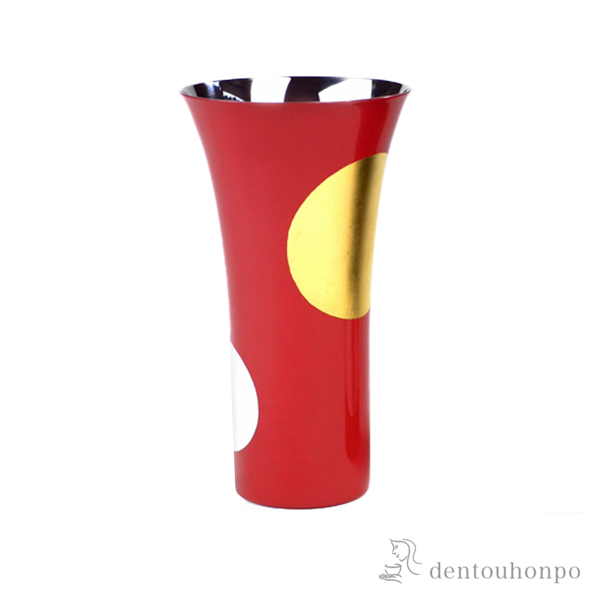 【送料無料】ステンレスビアカップ 日月 朱塗 Lサイズ≪在庫確認後、7営業日程で出荷≫ ( タンブラー ビアグラス ビアカップ プレゼント 人気 山中漆器 )