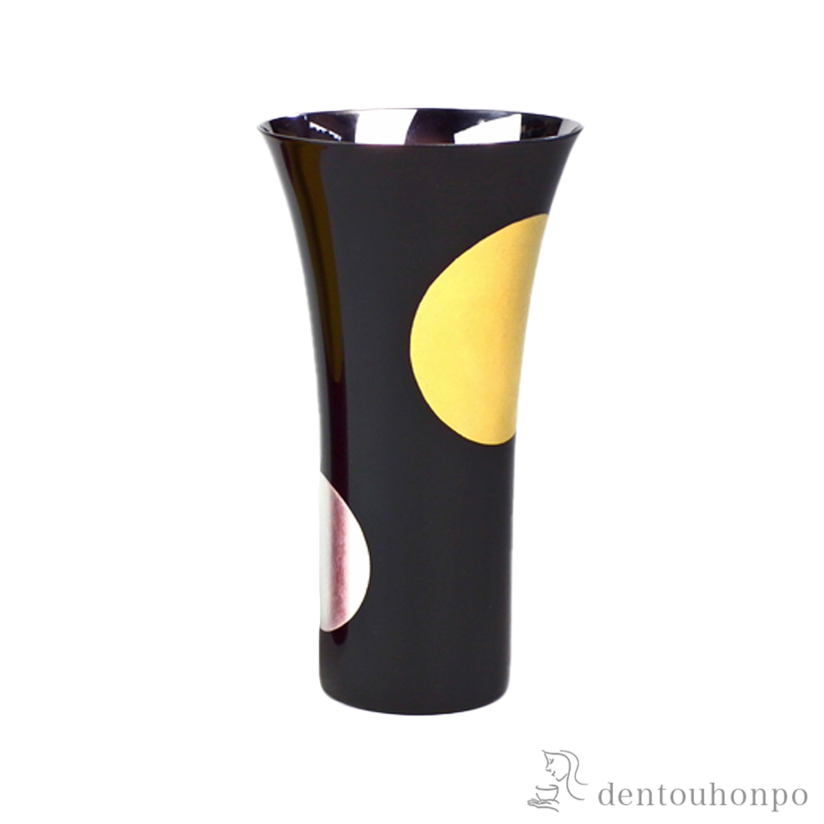 【送料無料】ステンレスビアカップ 日月 黒塗 Lサイズ≪在庫確認後、7営業日程で出荷≫ ( タンブラー ビアグラス ビアカップ プレゼント 人気 山中漆器 )