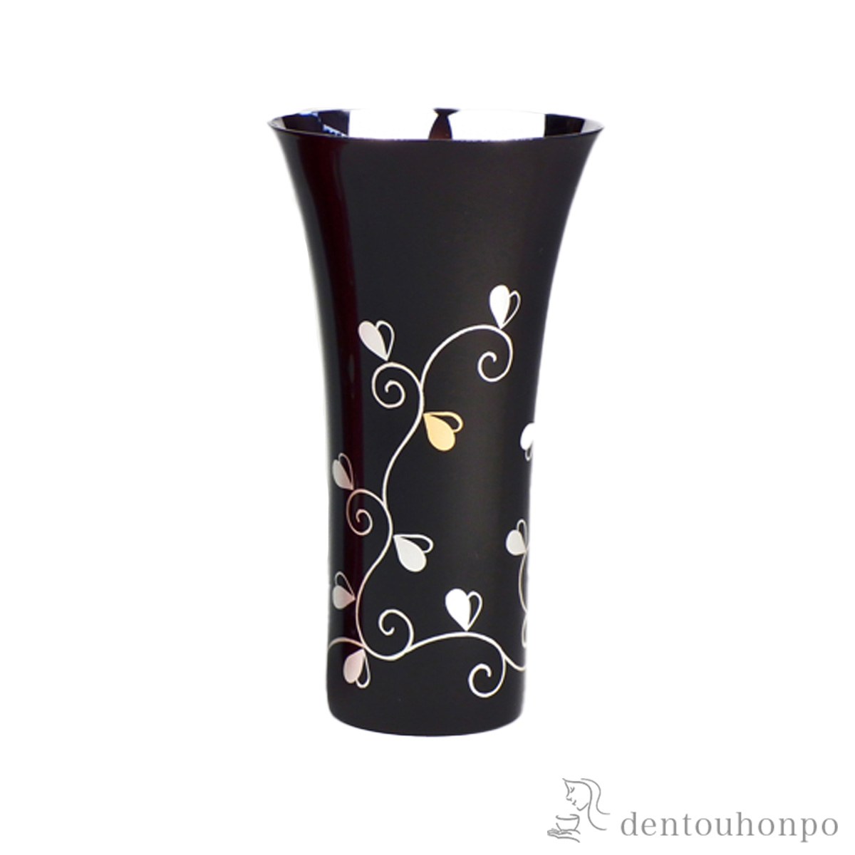 【送料無料】ステンレスビアカップ 銀葉唐草 黒塗 Lサイズ≪在庫確認後、7営業日程で出荷≫ ( タンブラー ビアグラス ビアカップ プレゼント 人気 山中漆器 )