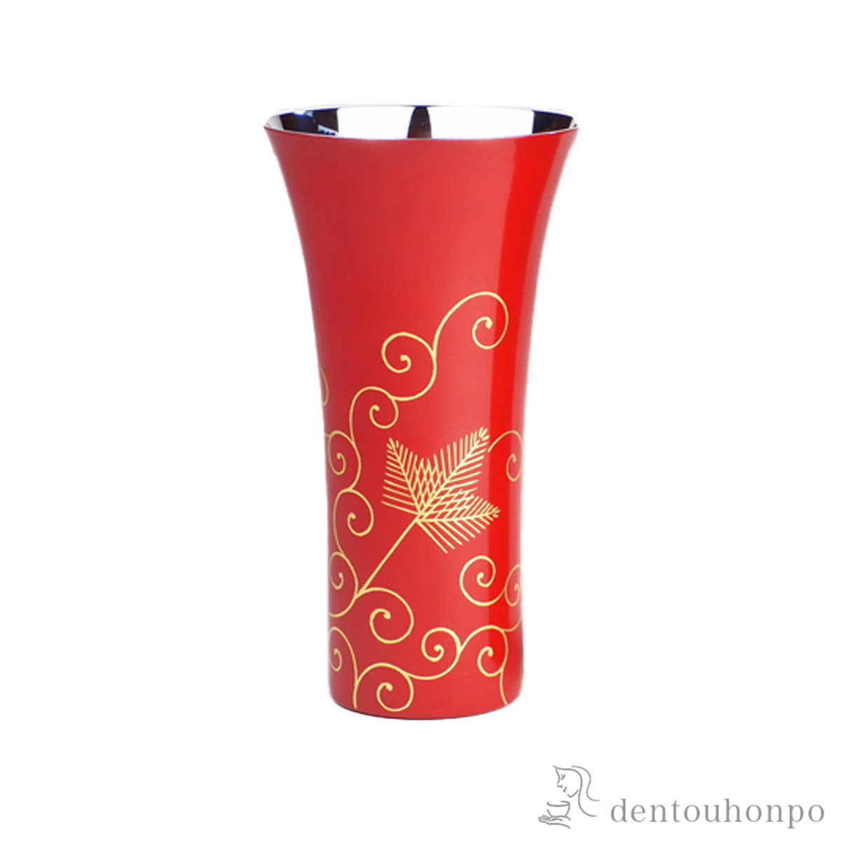 【送料無料】ステンレスビアカップ 松唐草 朱塗 Lサイズ≪在庫確認後、7営業日程で出荷≫ ( タンブラー ビアグラス ビアカップ プレゼント 人気 山中漆器 )