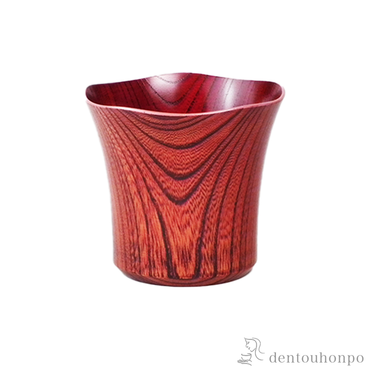木製カップ 花形 茜≪在庫確認後、7営業日程で出荷≫ ( 焼酎グラス ビアカップ ビールグラス フリーカップ グラス 山中漆器 )