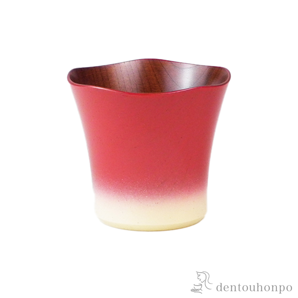 木製カップ 花形 赤富士≪在庫確認後、7営業日程で出荷≫ ( 焼酎グラス ビアカップ ビールグラス フリーカップ グラス 山中漆器 )