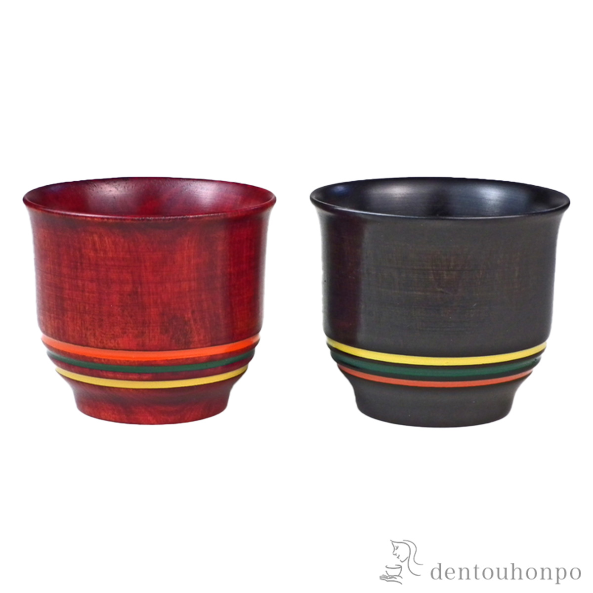 木製ぐい呑 茜　神代　 ペア≪在庫確認後、7営業日程で出荷≫ ( ぐいのみ 盃 酒器 猪口 日本酒 山中漆器 )