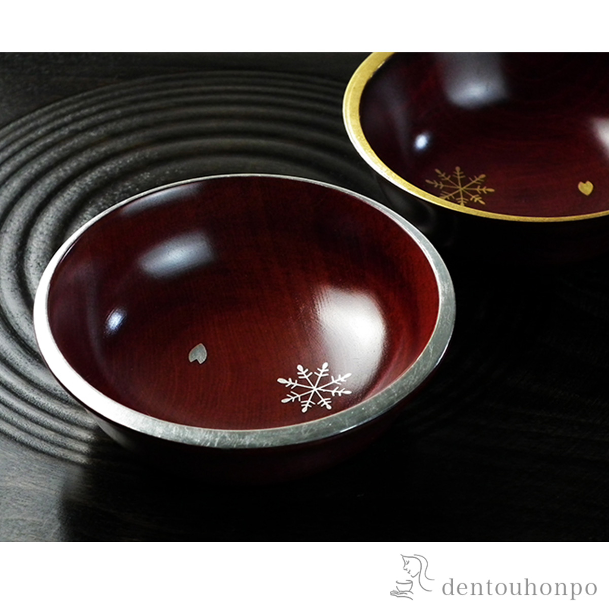 木製ぐい呑 水目桜 銀　雪月花≪在庫確認後、7営業日程で出荷≫ ( ぐいのみ 盃 酒器 猪口 日本酒 山中漆器 )