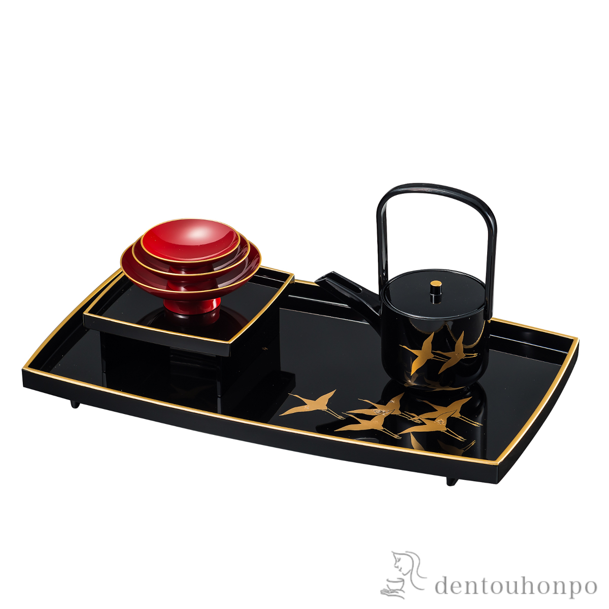 【送料無料】屠蘇器 鶴 黒≪在庫確認後、7営業日程で出荷≫ ( お正月 新年 おとそ とそ器 日本酒 お正月 迎春 山中漆器 )