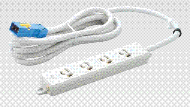 明工社　横形OA用抜け止め接地タップ　4コ口　コード3m ハーネスプラグ　MR7904NT3