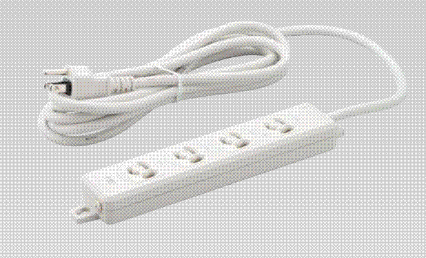 明工社　横形OA用抜け止め接地タップ　4コ口　コード5m 耐トラッキング接地プラグ付　MR7904TJ5