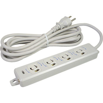 明工社　横形OA用抜け止め接地タップ　4コ口　コード3m 耐トラッキング接地プラグ付　MR7904TJ3