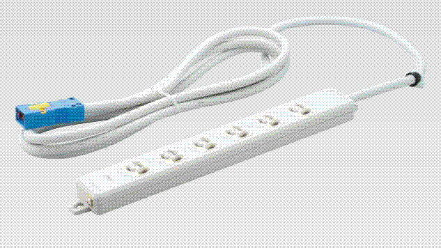 明工社　横形OA用抜け止め接地タップ　6コ口　コード3m ハーネスプラグ　MR7906NT3