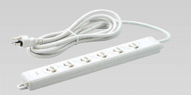 明工社　横形OA用抜け止め接地タップ　6コ口　コード5m 耐トラッキング接地プラグ付　MR7906TJ5