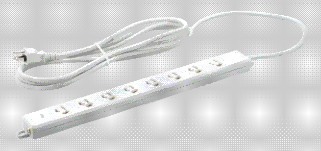 明工社　横形OA用抜け止め接地タップ　8コ口　コード5m 耐トラッキング接地プラグ付　MR7908TJ5