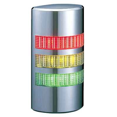 パトライト(PATLITE) 薄型LED壁面取付け積層信号灯　クロムメッキ仕様　WE-302FB　3段　点灯・点滅・ブザー　AC/DC24V　赤・黄・緑 送料無料