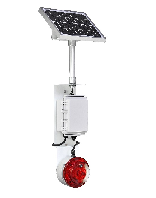 人感センサー付きLED回転灯｜ソーラー電源式│ブザー・音声付き│VK10M型 ニコUFO myubo│日恵製作所