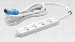 明工社　横形OA用抜け止め接地タップ　4コ口　コード3m ハーネスプラグ　MR7904NT3